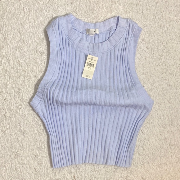 aerie Tops - Sleeveless Ribbed Knit Top - Light Blue NWT